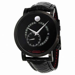 Movado Red Label Automatic Animated Date Small Seconds Black Dial Men's Watch 0606485