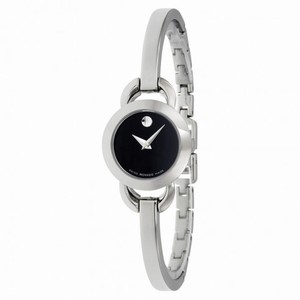 Movado Rondiro Black Dial Stainless Steel Bangle Ladies Watch 0606796