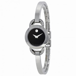 Movado Rondiro Black Dial Stainless Steel Bangle Ladies Watch 0606798