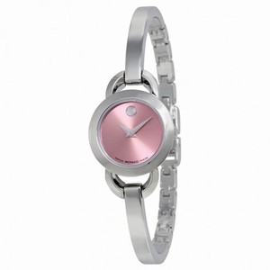 Movado Rondiro Pink Dial Stainless Steel Bangle Ladies Watch 0606797