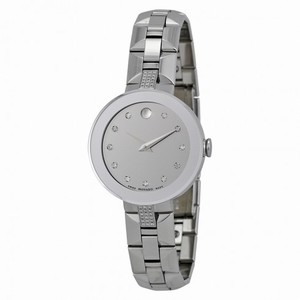Movado Sapphire Silver Diamond Dial Stainless Steel Ladies Watch 0606815