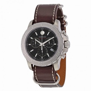 Movado Series 800 Chronograph Black Dial Brown Leather Men's Watch 2600130