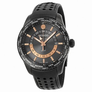 Movado Series 800 Gray Dial Black Leather Strap Men's Watch 2600118