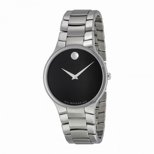 Movado Serio Black Dial Stainless Steel Men's Watch 0606382