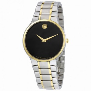 Movado Serio Black with Concave Dot Dial Two-tone Stailess Steel Men's Watch 0606901