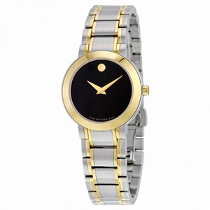 Movado Stiri Black Dial Stainless Steel and Yellow Gold PVD Ladies Watch 606951
