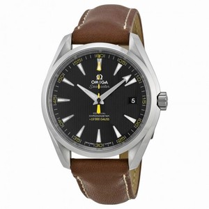 Omega Aqua Terra Automatic Black Dial Brown Leather Men's Watch 23112422101001