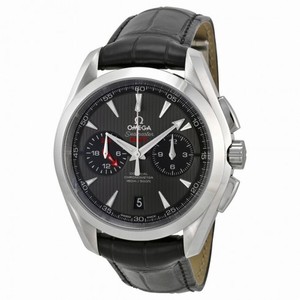 Omega Aqua Terra Chronograph Automatic  Black Dial  Black Leather Men's Watch 23113435206001