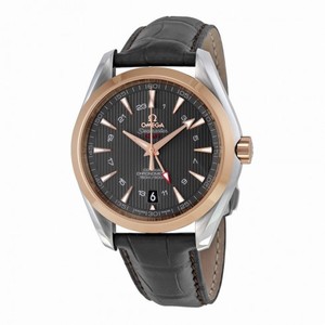 Omega Aqua Terra Grey Dial Brown Alligator Men's Watch 23123432206001