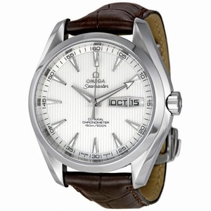 Omega Aqua Terra Silver Dial Automatic Leather Men's Watch 23113432202001