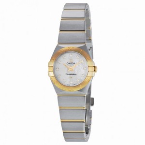 Omega  Constellation Brushed Quartz White Mother of Pearl Dial Ladies Watch 123.20.24.60.55.002
