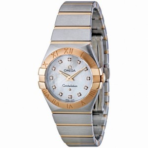 Omega Constellation Brushed Quartz White Mother of Pearl Dial Ladies Watch 123.20.27.60.55.001