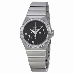 Omega Constellation Chronometer Star Black Dial Stainless Steel Ladies Watch 12315272001001