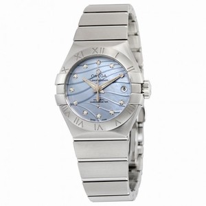 Omega Constellation Co-Axial Blue Mother of Pearl Diamond Dial Stainless Steel Ladies Watch 123.10.27.20.57.001
