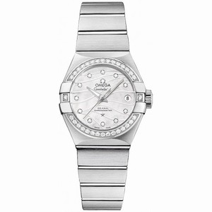 Omega Constellation Co-Axial White Mother-of-Pearl Dial Ladies Watch 123.15.27.20.55.002