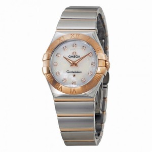 Omega Constellation Diamond Mother of Pearl Dial Steel and Rose Gold Ladies Watch 12320276055003