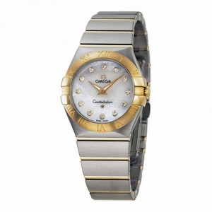 Omega Constellation Diamond Mother of Pearl Dial Yellow Gold and Stainless Steel Ladies Watch 123.20.27.60.55.002