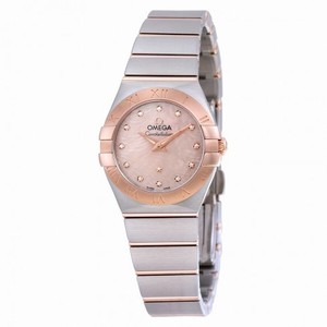 Omega Constellation Pink Mother of Pearl Diamond Dial Steel and 18kt Rose Gold Ladies Watch 12320246057003