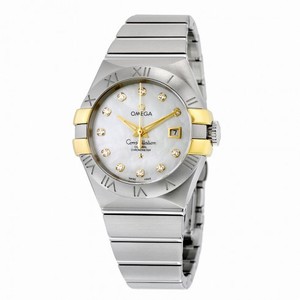 Omega Constellation White Mother of Pearl Diamond Steel and 18K Yellow Gold Ladies Watch 123.20.31.20.55.004