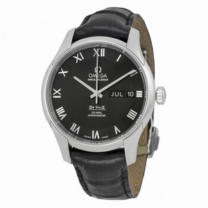 Omega De Ville Automatic Black Dial Black Leather Men's Watch 43113412201001