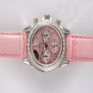 Omega De Ville CO-Axial Chronoscope 4850.30.37 Womens 31mm Pink Ostrich Leather Strap Watch