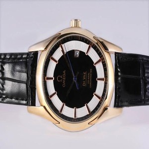 Omega De Ville Hour Vision 431.33.41.21.01.001 Round Black Crocodile Leather Strap Black Dial Watch