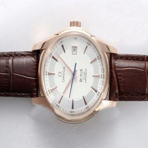 Omega De Ville Hour Vision 431.63.41.21.02.001 Coffee Cow Leather Strap White Dial 41mm Watch