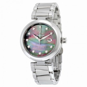 Omega De Ville Ladymatic Black Mother of Pearl Diamond Dial Automatic Ladies Watch 42530342057004