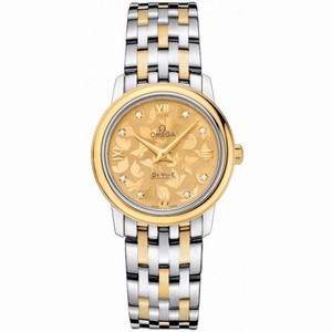 Omega De Ville Prestige Butterfly Champagne Diamond Dial Ladies Watch 424.20.27.60.58.002