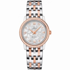 Omega De Ville Prestige Butterfly Silver with Diamonds Dial Ladies Watch 424.25.27.60.52.001