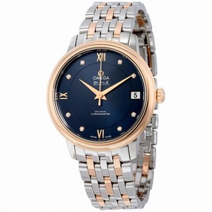 Omega De Ville Prestige Co-Axial Stainless Steel and 18K Rose Gold Diamond Automatic Ladies Watch 42420332053001