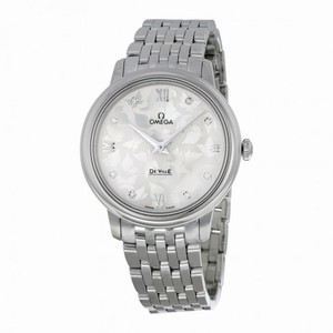Omega De Ville Prestige Silver Diamond Dial Stainless Steel Ladies Watch 42410336052001