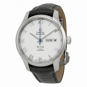 Omega De Ville White Dial Black Leather Automatic Men's Watch 43113412202001