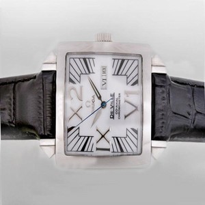 Omega De Ville X2 Big Date 7719.75.36 Midsize Black Crocodile Leather Strap 37x37mm Watch