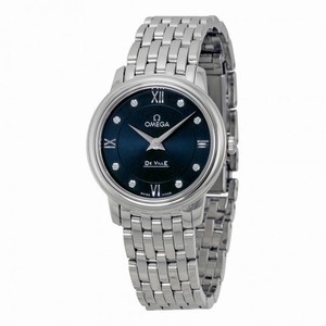 Omega DeVille Prestige Blue Diamond Dial Stainless Steel Ladies Watch 42410276053001