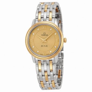 Omega DeVille Prestige Champagne Diamond Dial Steel and Yellow Gold Ladies Watch 42420276058001