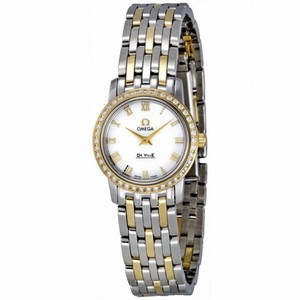 Omega DeVille Prestige Mother of Pearl Dial Steel and 18k Yellow Gold Ladies Watch 4375.71