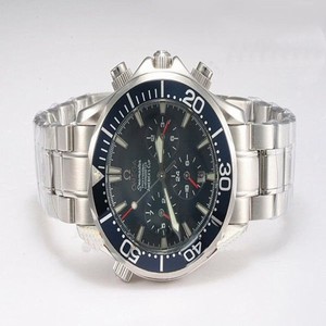 Omega Seamaster 300 M Chrono Diver 2293.52.00 Round Blue Dial White Stainless Steel Strap Watch