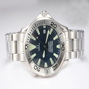 Omega Seamaster 300 M Diver Chronometer 2232.80.00 Blue Dial White Stainless Steel Strap Watch