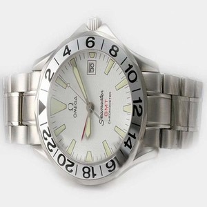 Omega Seamaster 300 M GMT 2538.20.00 Stainless Steel Case White Dial Stainless Steel Bezel Watch