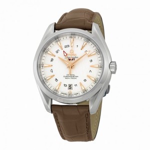 Omega Seamaster Aqua Terra GMT Silver Dial Brown Leather Men's Watch 23113432202004