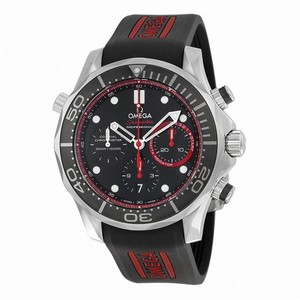 Omega Seamaster Diver  Co-axial Automatic Chronograph Black Dial Black Rubber Men's Watch 21232445001001
