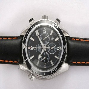 Omega Seamaster Planet Ocean 2901.51.82 Black Cow Leather Strap Black Dial Watch