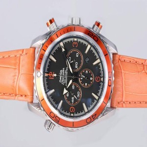 Omega Seamaster Planet Ocean 2909.50.38 Orange Ostrich Leather Strap Black Dial Watch