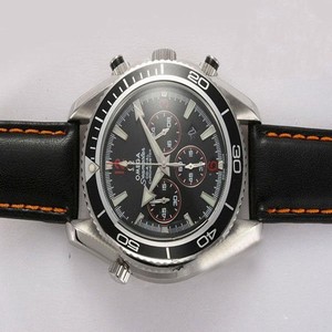 Omega Seamaster Planet Ocean Chrono 2910.51.82 Black Dial Round Quartz Chronograph Watch