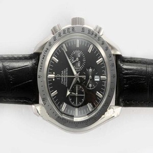 Omega Speedmaster Broad Arrow 3851.50.11 42mm Black Cow Leather Strap Black Dial Watch