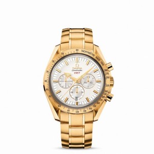 Omega Speedmaster Broad Arrow Silver Dial 18K Yellow Gold Automatic Men's Watch 32150425002001