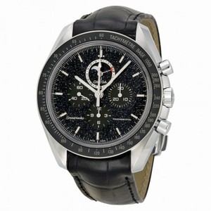 Omega Speedmaster Chronograph Black Dial Black Leather Men's Watch 31133443201001