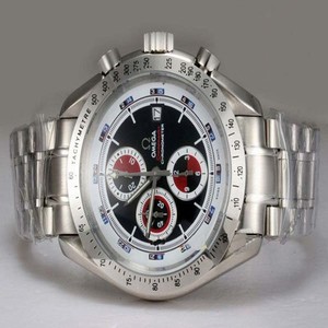 Omega Speedmaster Date 3210.52.00 White Stainless Steel Strap Black Dial Watch