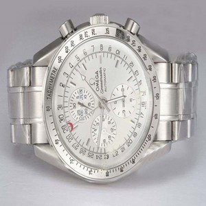 Omega Speedmaster Day-Date 3221.30.00 Midsize White Stainless Steel Strap Watch